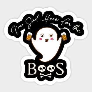 Kawaii I'm Just Here For The Boos Halloween Funny Drinking Sticker